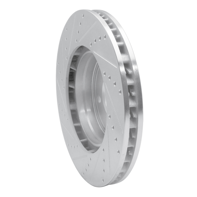 Porsche Cayenne Brake Rotor (1) - Right Front - R1 Concepts - Drilled & Slotted - Silver - `03-`18